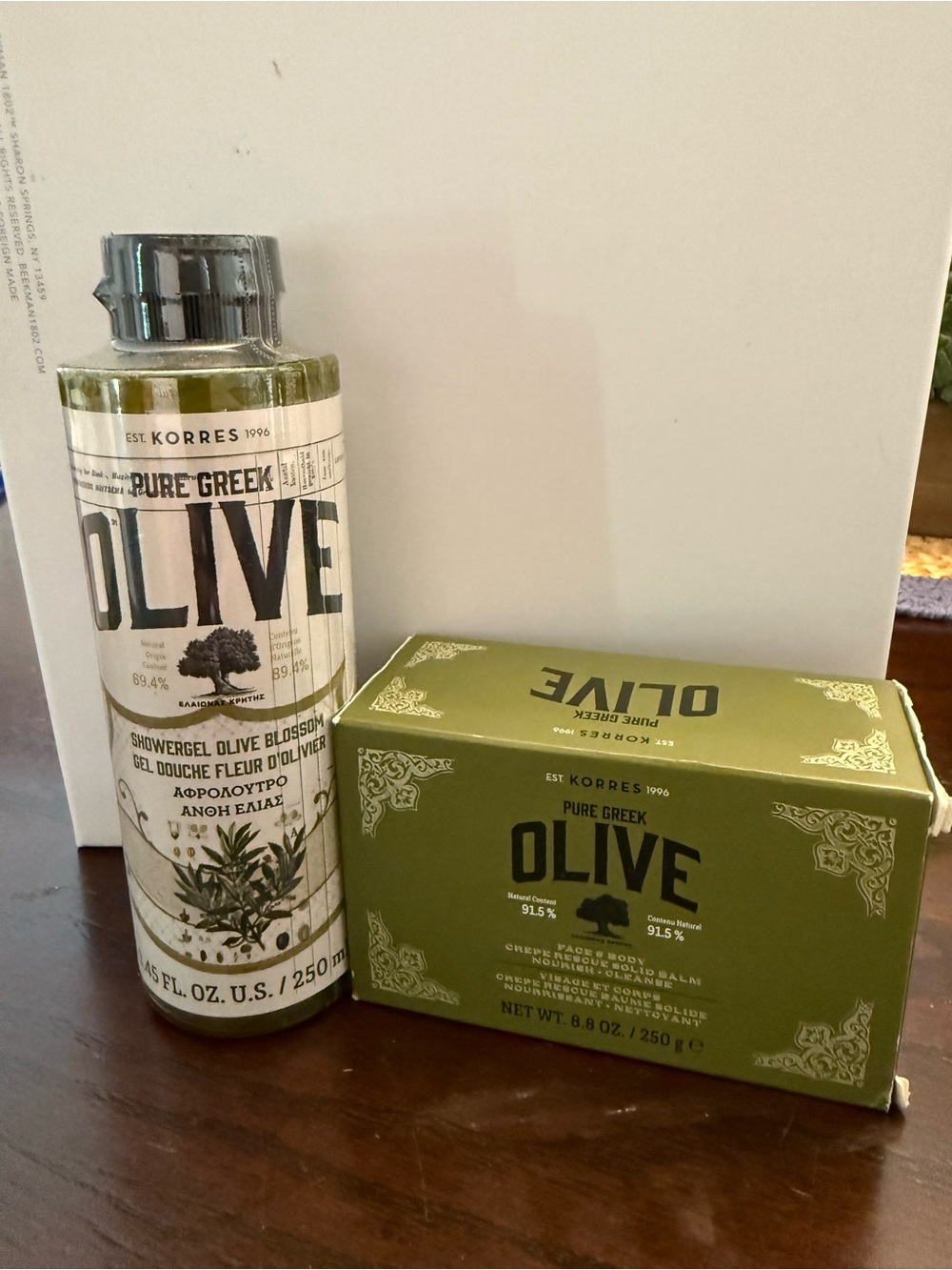 Korres Pure Greek Olive Blossom Shower Gel & Soap Set New